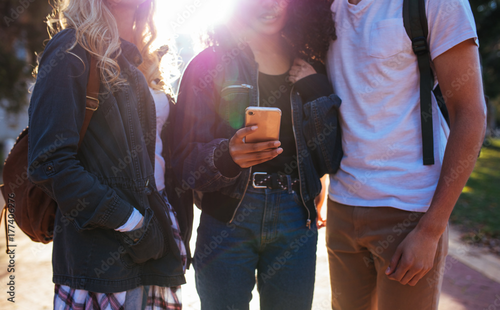 Group of friends exploring the city