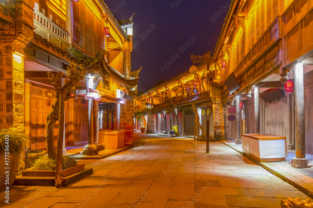 Night scene of Sichuan ancient town