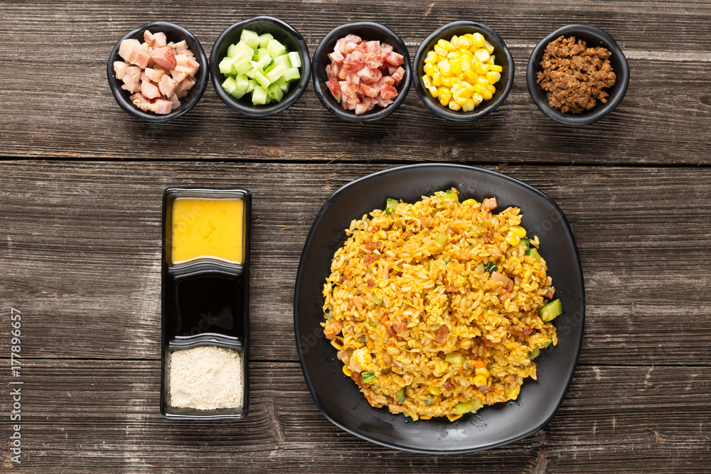 tasty japanese food on table