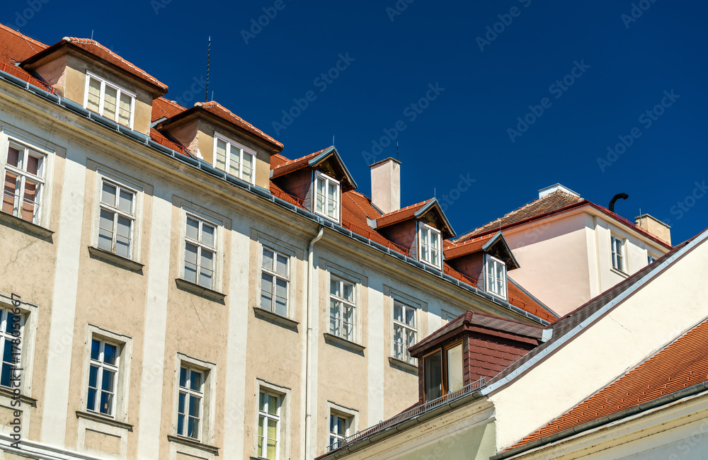 Historic buildings in the old town of Krems an der Donau, Austria