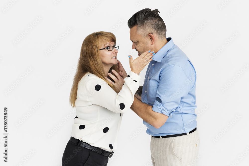 Couple Angry Studio Portrait Concept