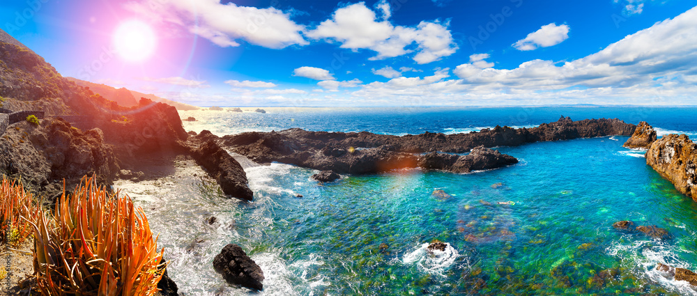 特内里费岛风景。加那利岛的自然风景海景。旅行冒险风景