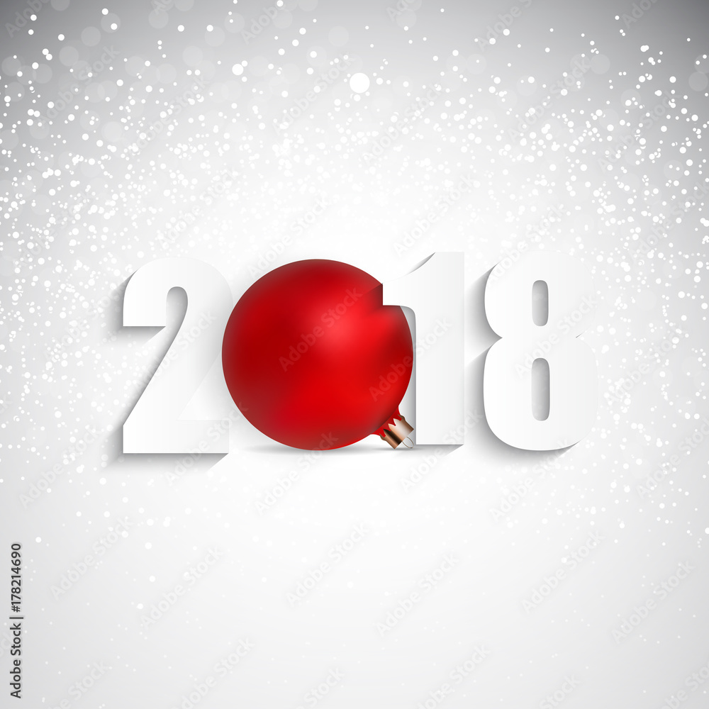 2018新年背景与圣诞舞会。矢量插图