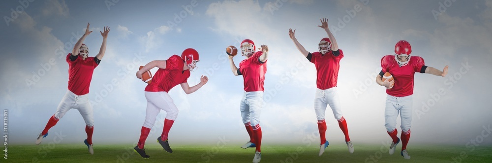 american football players wide on field