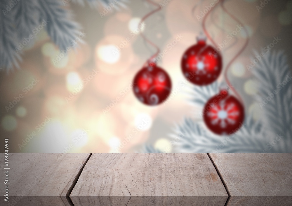 Wooden floor with Christmas theme background