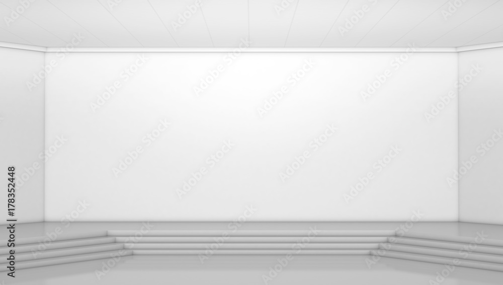 White wall room background, space backdrop