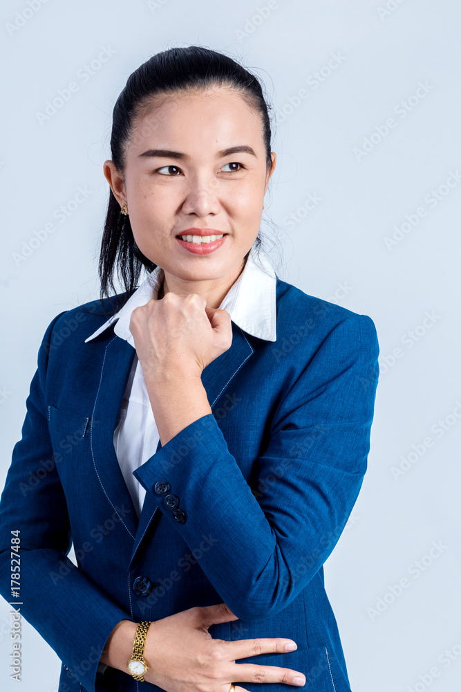 young asian businesswoman on white background