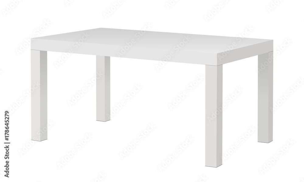 White blank rectangular table mockup isolated. Vector illustration