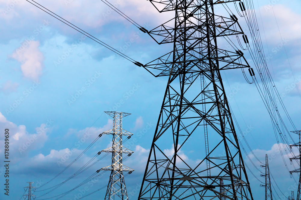 High voltage post.High-voltage tower sky