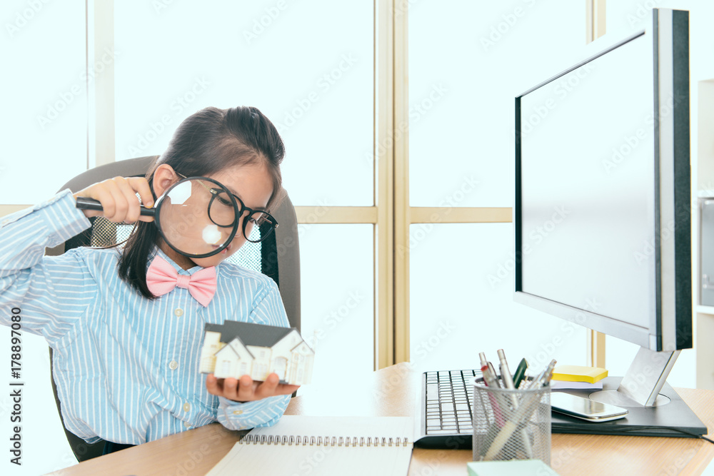 little girl business worker want to invest estate