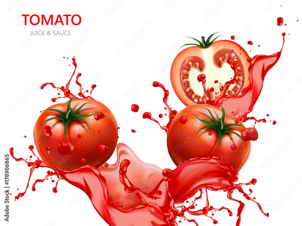 Fresh tomato with juice