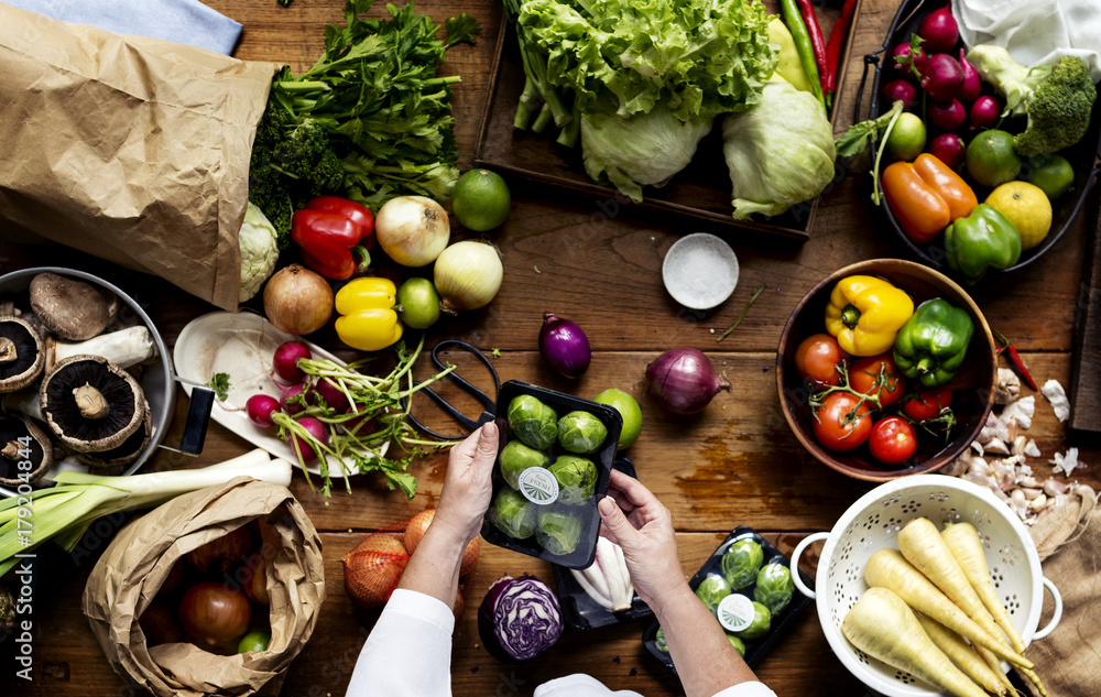 A person preparing vegetables