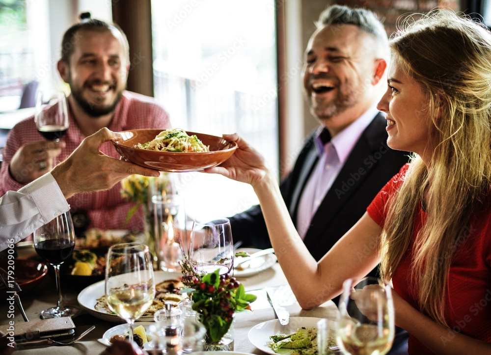 Friends at a dinner party