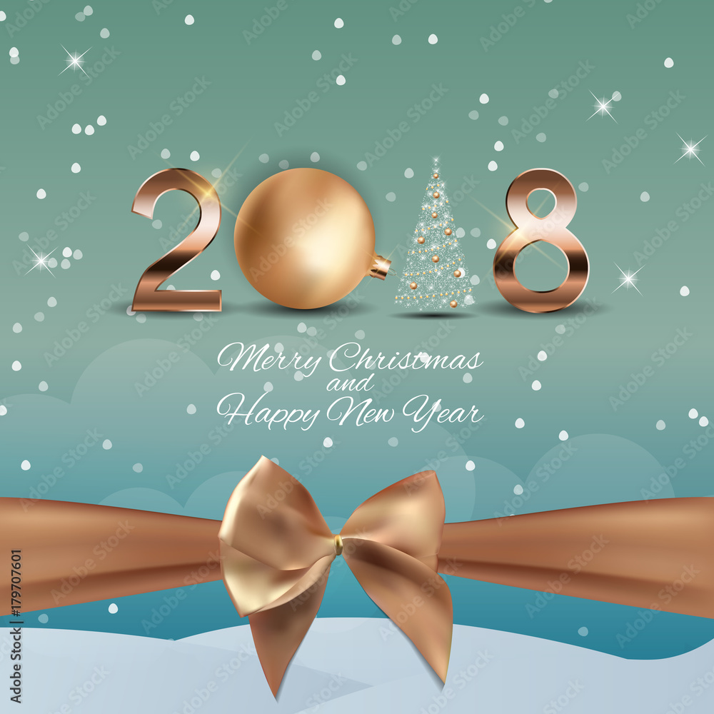 2018 New Year Background with Christmas Ball. Vector Illustration