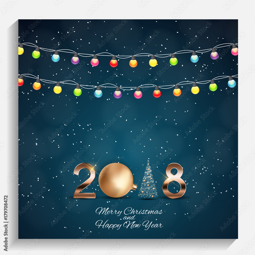 2018 New Year Background with Christmas Ball. Vector Illustration