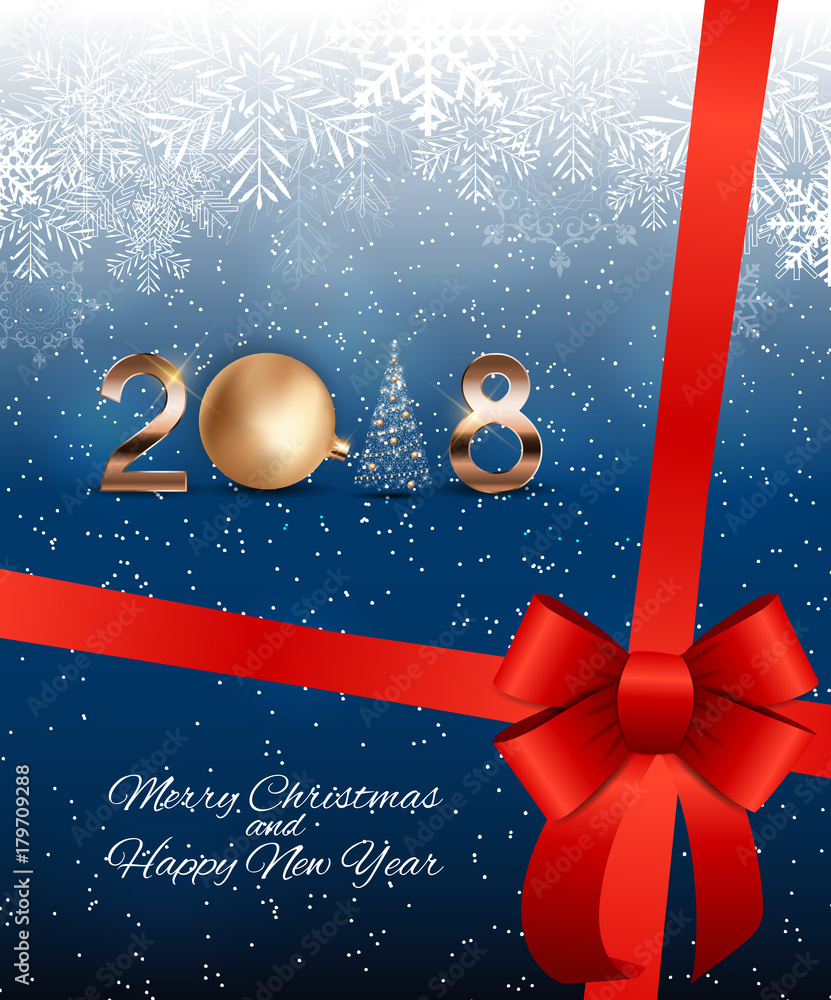 2018 New Year Background with Christmas Ball. Vector Illustration