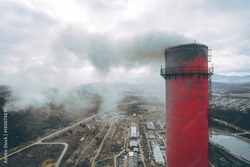 aerial view smokestack