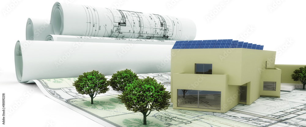 Bauplanung mit PV Anlage（全景图）