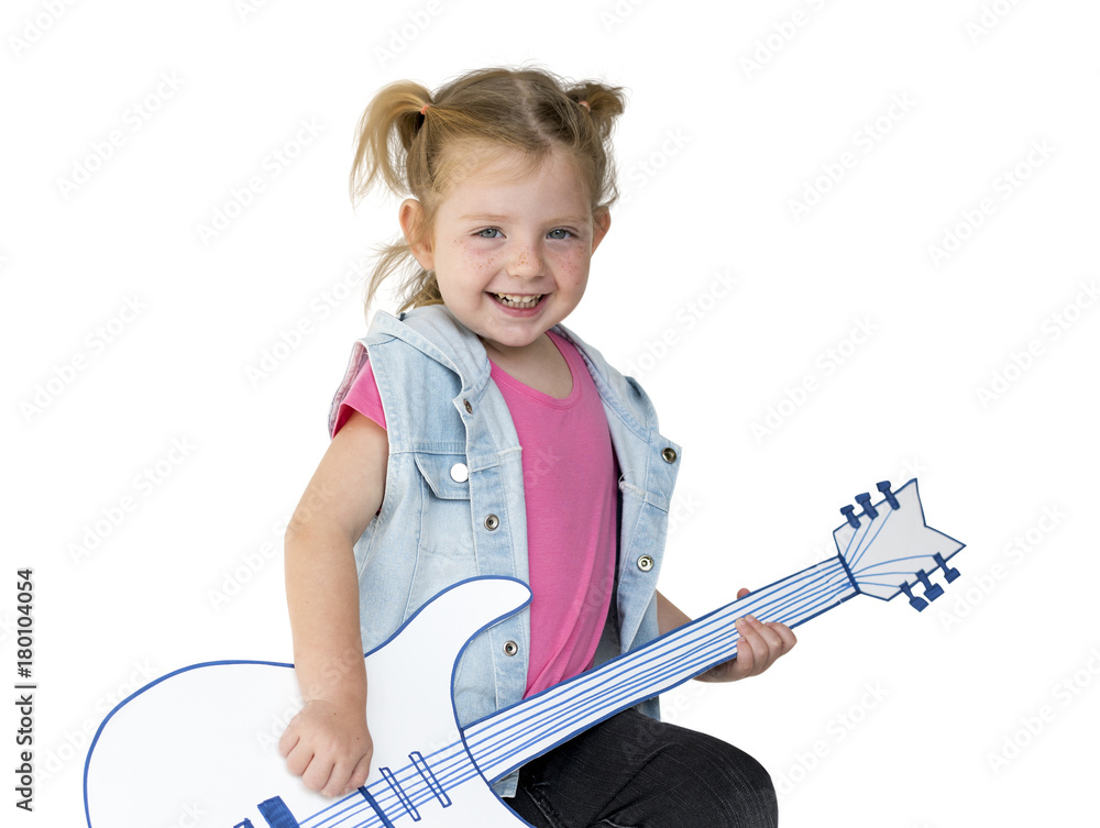 Portrait of a Little Blonde Caucasian Girl Smiling Isolated