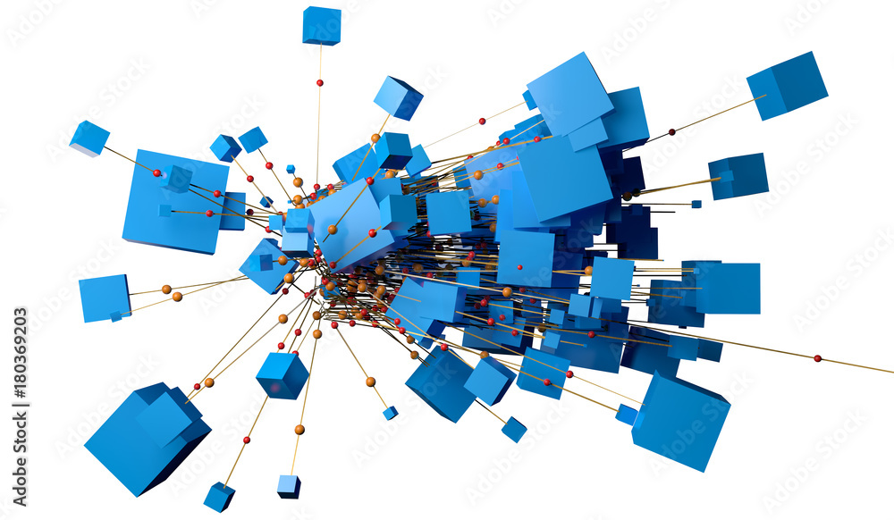 Fondo abstracto de tecnologia e internet.Información en la nube e informática.Malla o red con formas