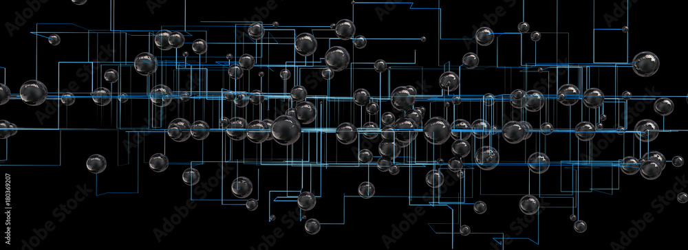 Fondo abstracto de tecnologia e internet.Información en la nube e informática.Malla o red con formas