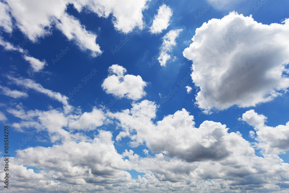 blue sky with clouds in summer season.