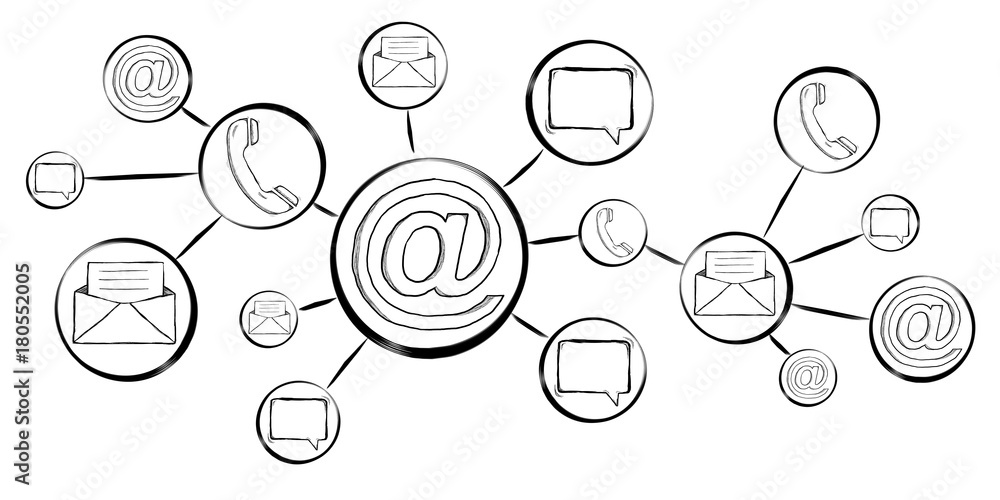 手绘联系人和电子邮件草图