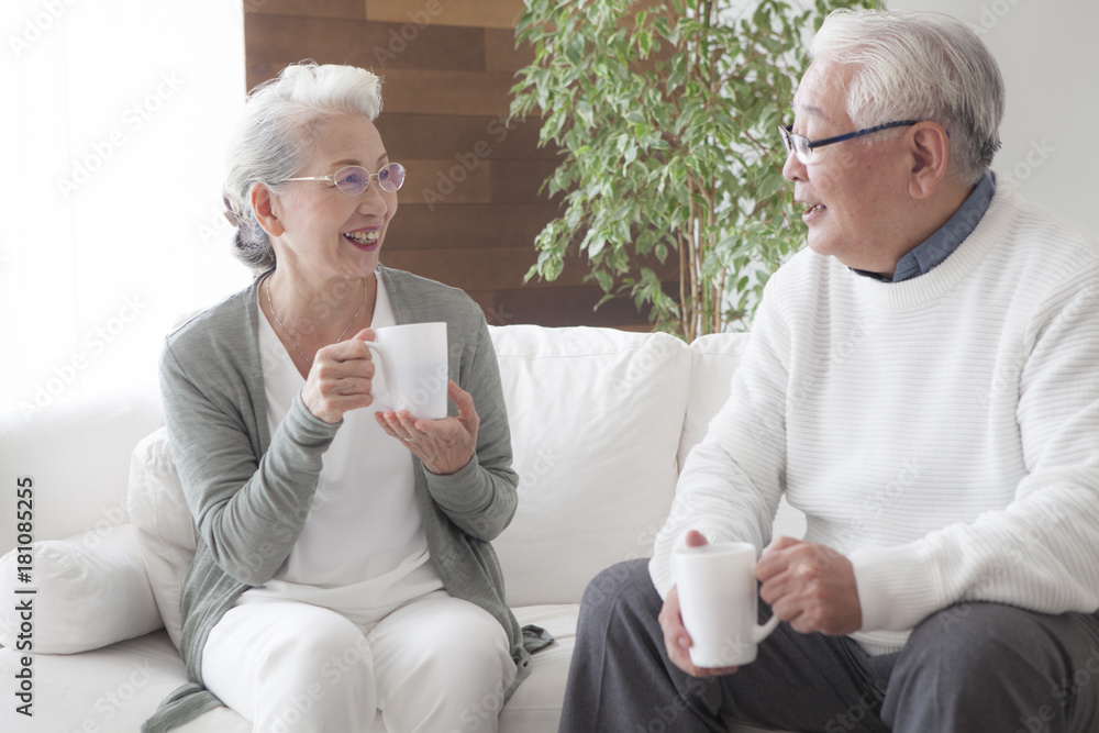 An old couple enjoying friendship tea time