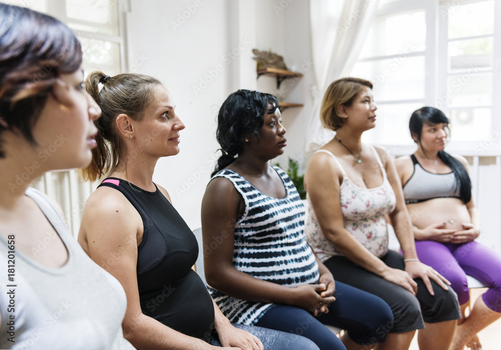 Pregnant women in a class