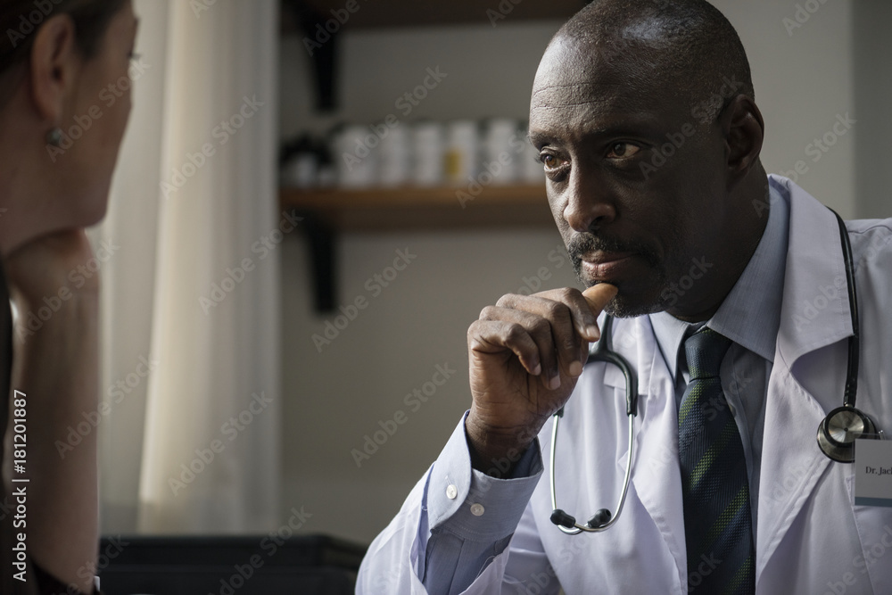 An African descent doctor working at a hospital