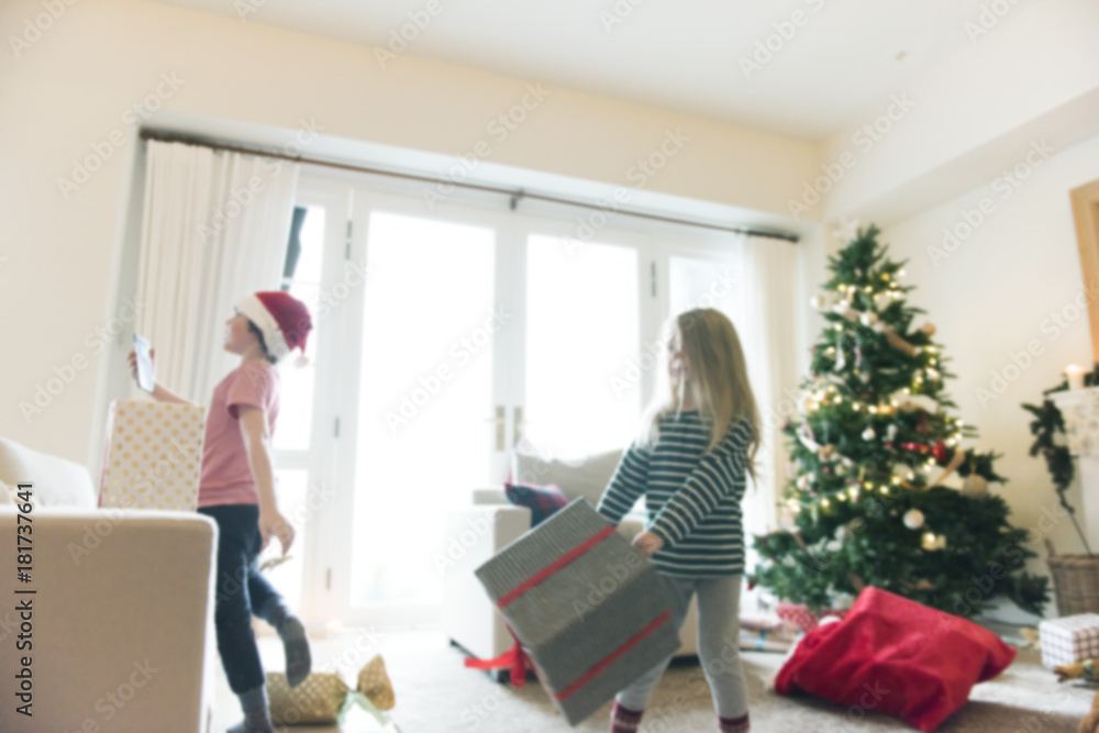 Little kids enjoying Christmas holiday