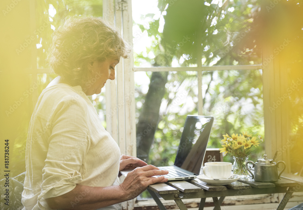 Woman using a laptop