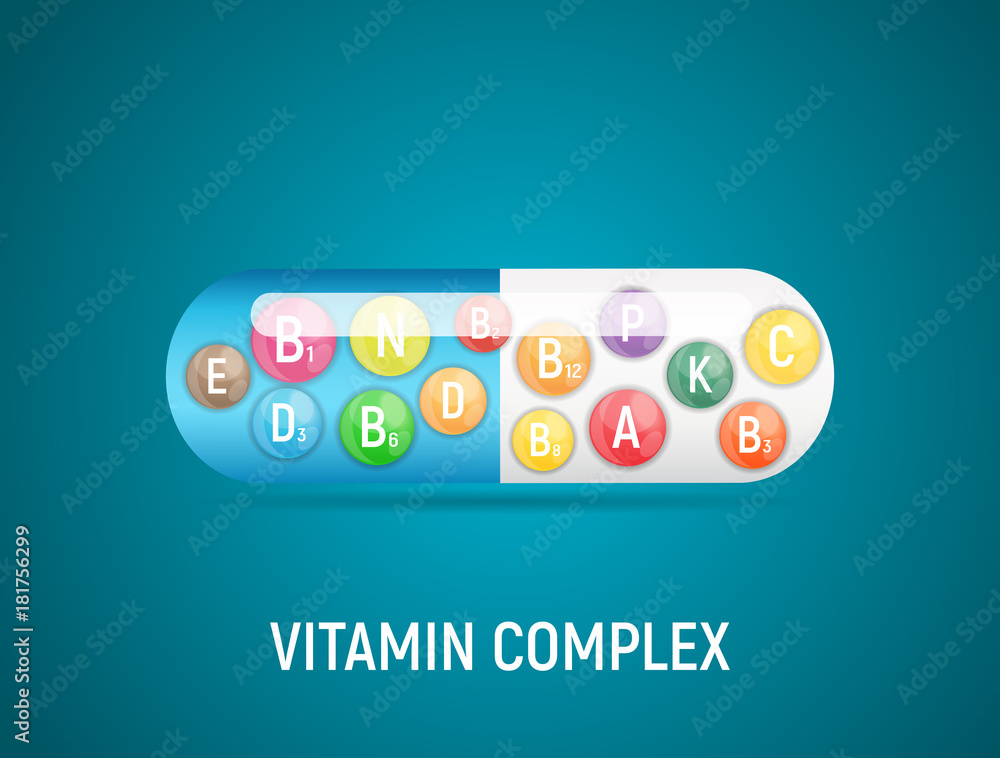 Vitamin and Antioxidant Complex. Vector Illustration