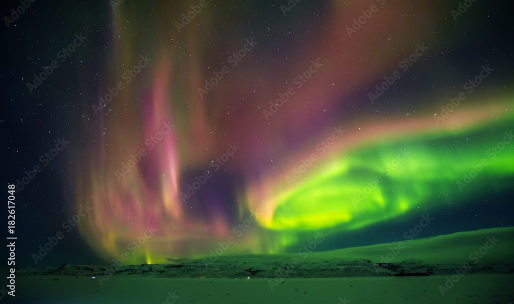 Beautiful aurora borealis in Iceland, shot in early winter period