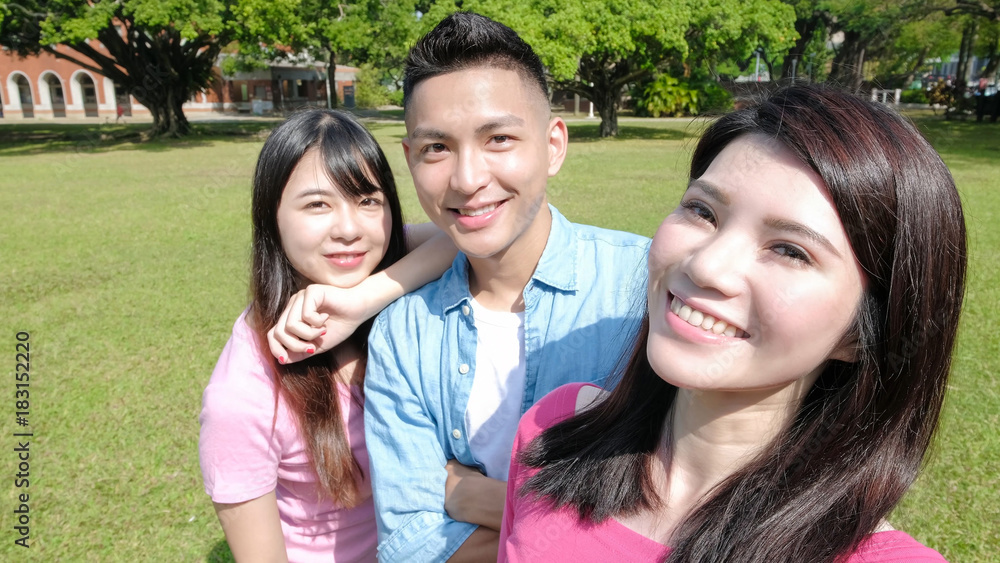 student selfie happily