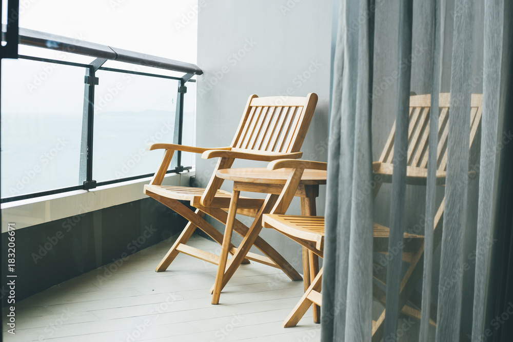 Empty chair in balcony and terrace decoration interior