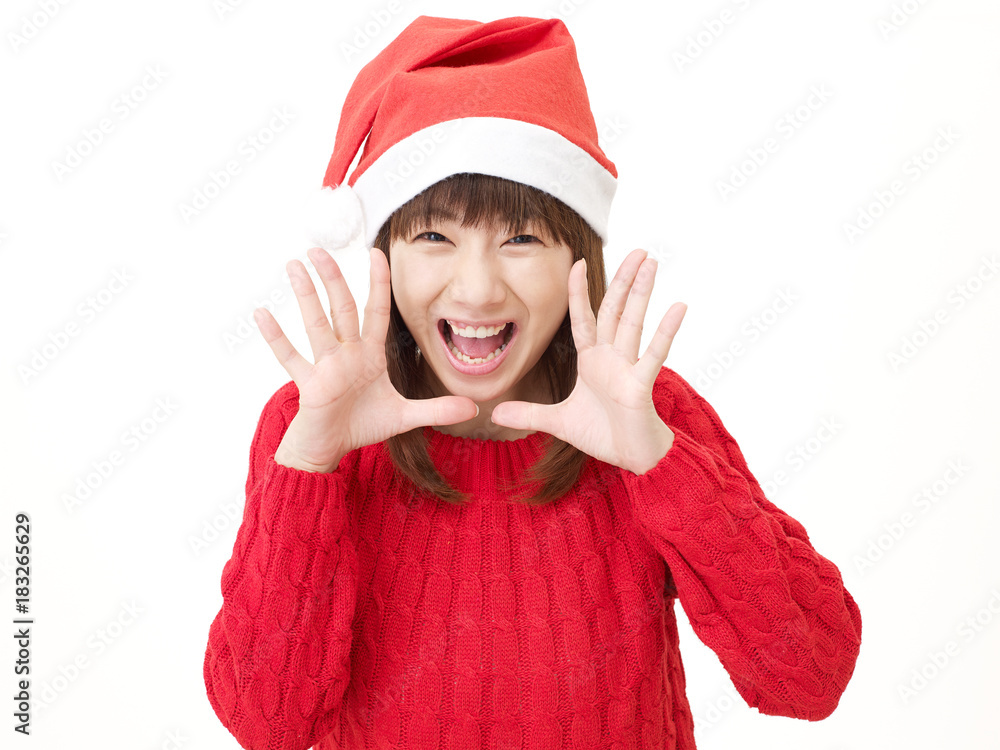 女性　クリスマス　話しかける