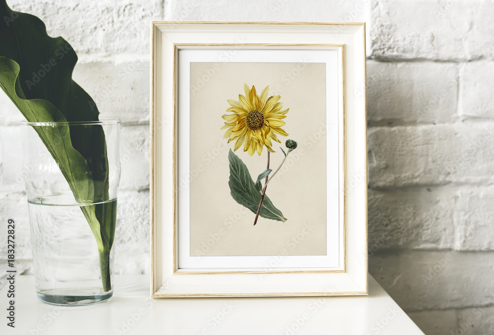 Picture go hand drawing flowers collection in a frame