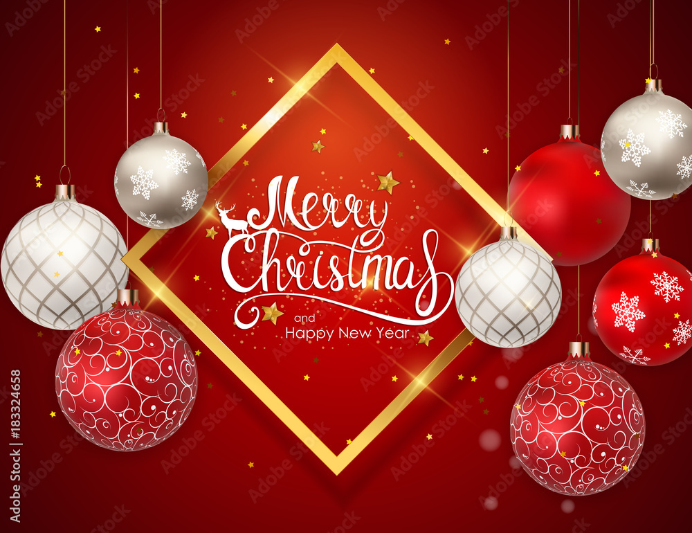 Merry Christmas and New Year Background. Vector Illustration