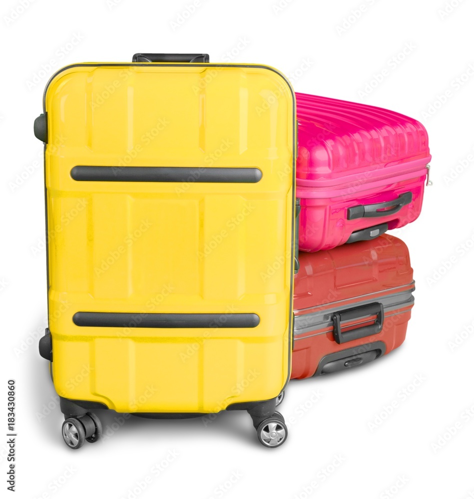 Luggage consisting of large polycarbonate suitcases isolated on