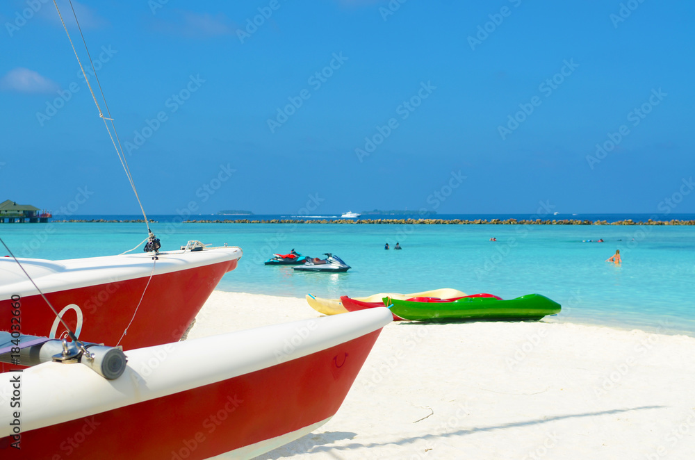 Boat at maldives island