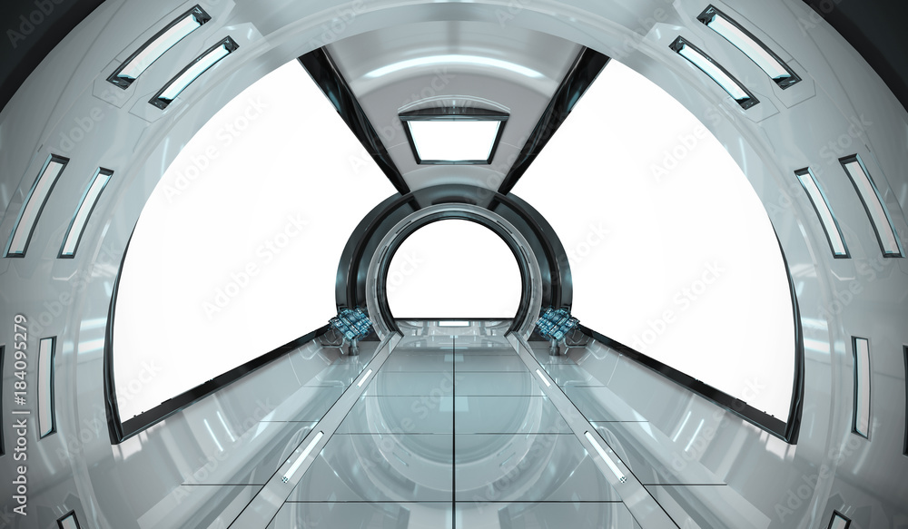 Spaceship bright interior 3D rendering