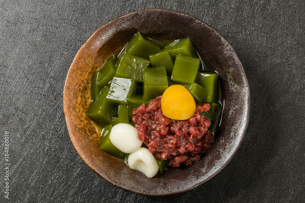 抹茶ゼリー　和風スイーツ　Green tea agar jelly Japanese sweet