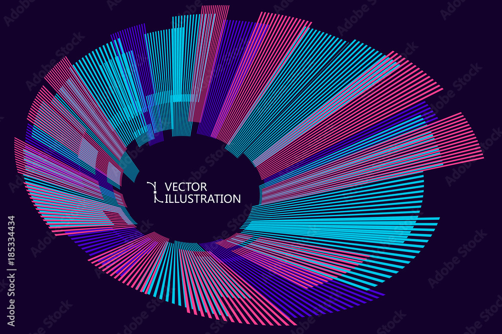 Radial abstract graphic, vector background.