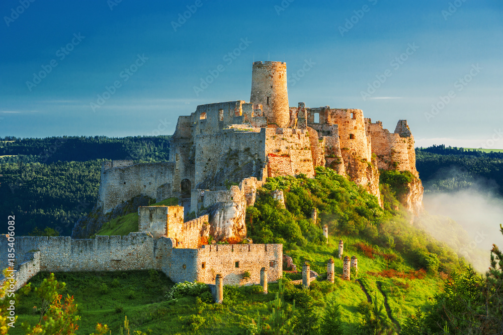 Beautiful Spis castle at the sunrise, UNESCO heritage,Slovakia