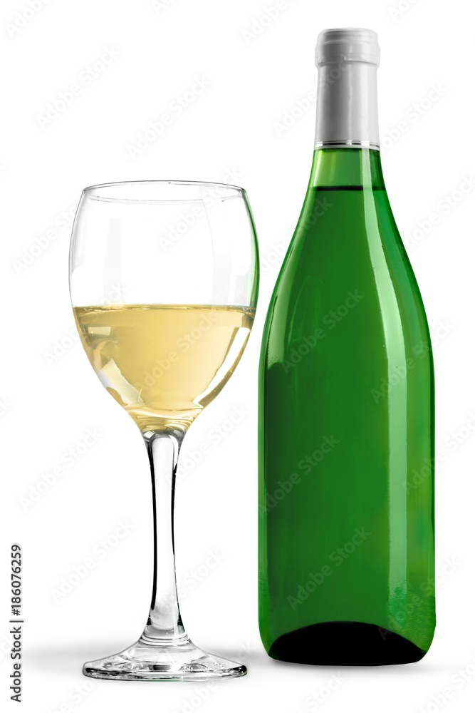 Bottle and Glass of White Wine