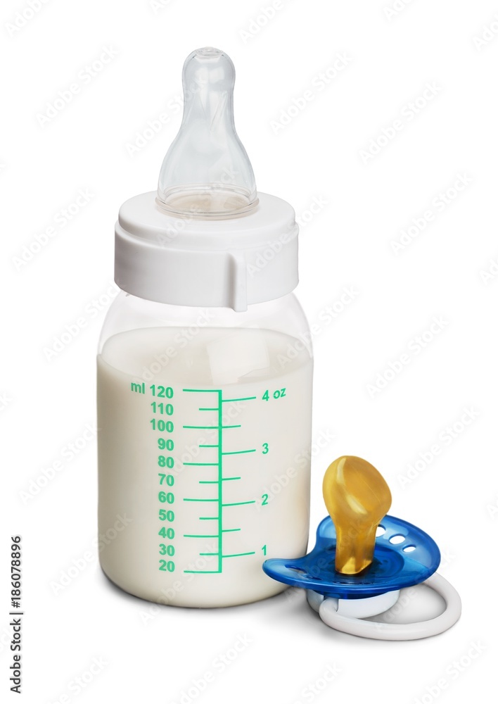 Baby Bottle with Milk and Pacifier