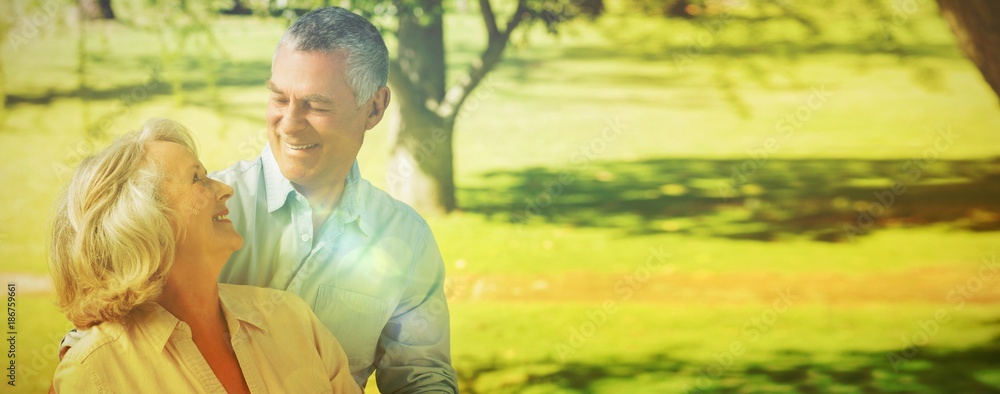 Mature couple standing while looking at each other