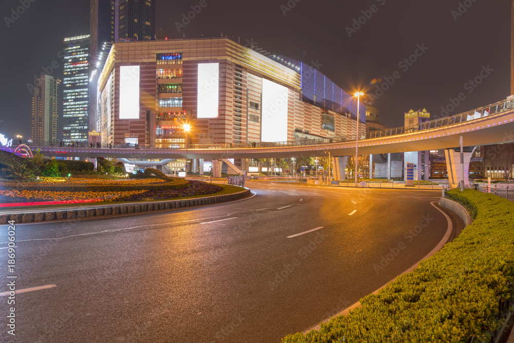 上海建筑景观与城市道路夜景