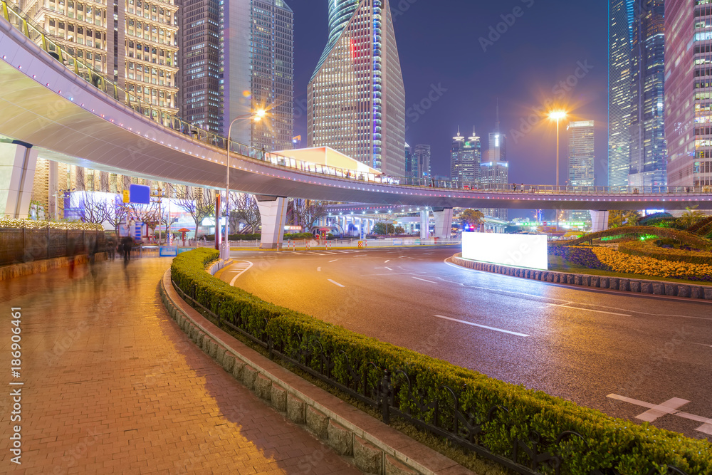 上海建筑景观与城市道路夜景